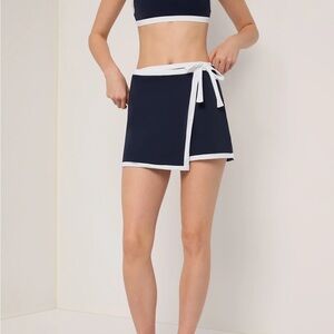 Onia Navy Wrap Mini Skirt